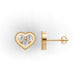 14k Gold Earrings Heart with 6 Diamonds, "STT: 3-Prong and Bezel", Push Back, Filigree