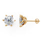 14k Gold Earrings Solitaire with 2 Diamonds, "STT: 6-Prong", Push Back