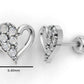 14k Gold Earrings Hearts with 12 Diamonds, "STT: Prong", Push Back