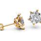 14k Gold Earrings Solitaire with 2 Diamonds, "STT: 6-Prong", Push Back