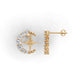 14k Gold Earrings Moon and Star with 14 Diamonds, "STT: Prong", Push Back