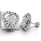 14k Gold Earrings Heart with 34 Diamonds, "STT: 4-Prong", Push Back, Cut Split