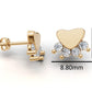 14k Dog Paw Earrings with 8 Diamonds, "STT: Prong", Push Back