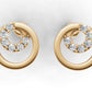14K Gold Earrings Circle with 12 Diamonds, "STT: Prong", Push Back