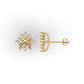 14K Gold Earrings Star with 8 Diamonds, "STT: 4-Prong", Push Back