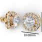 14k Gold Earrings Cushion with 34 Diamonds, "STT: 4-Prong", Push Back