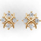 14K Gold Earrings Star with 8 Diamonds, "STT: 4-Prong", Push Back