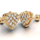 14k Gold Earrings Heart with 26 Diamonds, "STT: Prong", Push Back