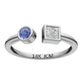 14K Gold Ring with 1 Sapphire and 1 Diamond, STT: Bezel