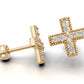 14k Gold Earrings Cross with 18 Diamonds, "STT: Prong", Push Back, Filigree