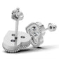 14k Gold Earrings Heart with 6 Diamonds, "STT: 3-Prong and Bezel", Push Back, Filigree