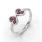 14K Gold Ring Hearts with 6 Ruby, STT: Prong
