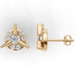 14k Gold Earrings Circle with 14 Diamonds, "STT: Prong and Bezel", Push Back