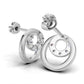 14K Gold Earrings Circle with 12 Diamonds, "STT: Prong", Push Back