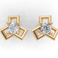 14k Gold Earrings with 2 Diamonds, "STT: 4-Prong", Push Back