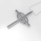 14K Pendant with 29 Diamond 1.2mm VS1 each, Only Pendant, "Cross and oval with Prongs"