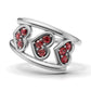 14K Gold Ring Hearts with 9 Ruby, STT: Prong
