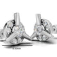 14k Gold Earrings Circle with 14 Diamonds, "STT: Prong and Bezel", Push Back