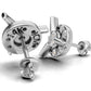 14k Gold Earrings Circle with 14 Diamonds, "STT: Prong and Bezel", Push Back