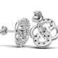 14K Gold Earrings Clover with 26 Diamonds, "STT: Prong", Push Back