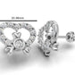 14k Gold Earrings Hearts with 24 Diamonds, "STT: Prong and Bezel", Push Back