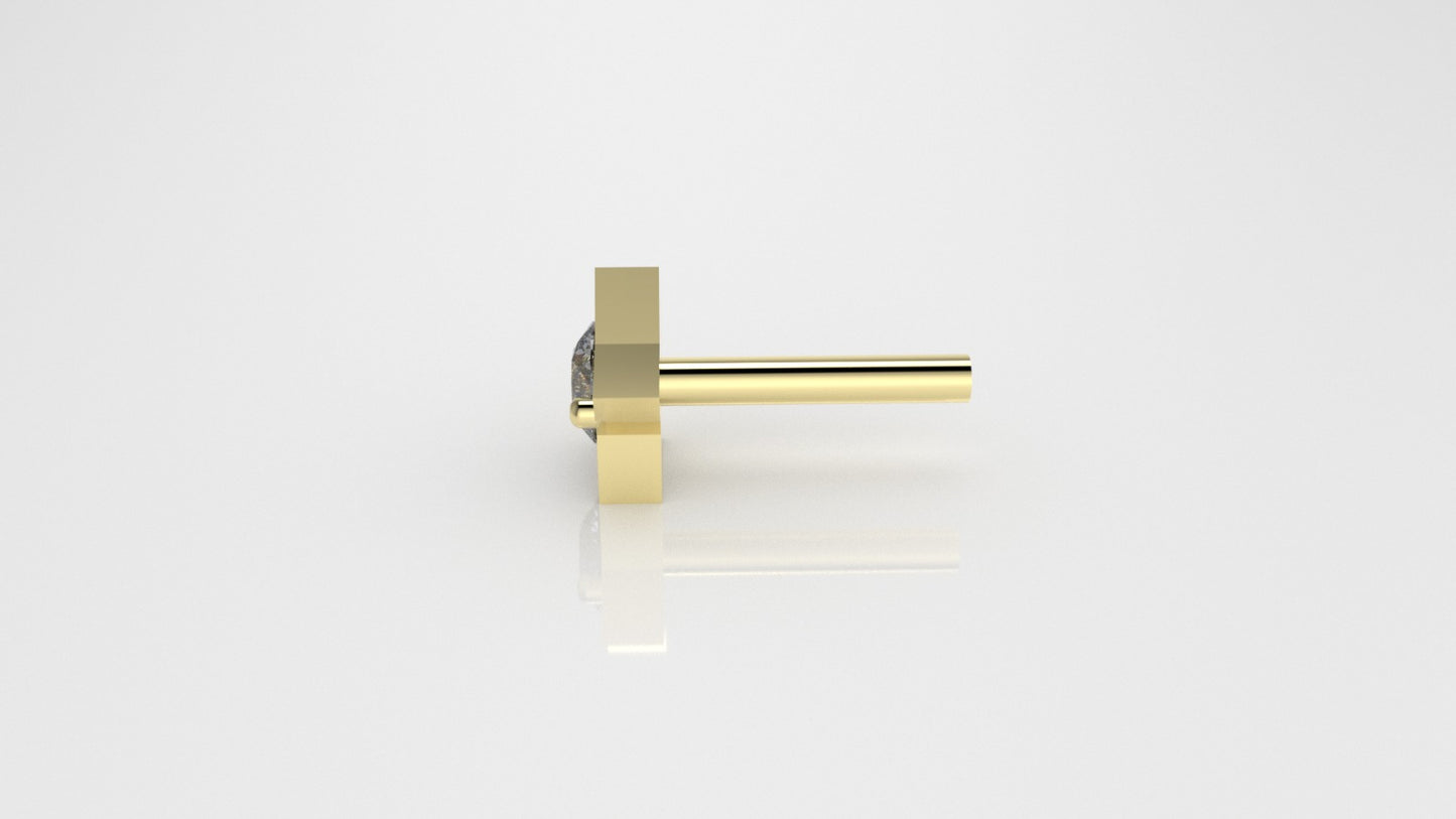 14K Ear Piercing with Diamond, 5 pointed star