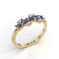 14K Gold Ring with 5 Sapphire and 4 Diamonds, STT: Prong