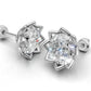 14k Yellow Gold Solitaire Earrings with 2 Diamonds, Push Back