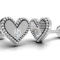 14k Gold Earrings Heart with 2 Diamonds, "STT: Bezel", Filigree, Push Back