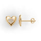 14k Gold Earrings Heart with 12 Diamonds, "STT: Prong", Push Back