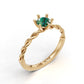 14K Gold Ring Solitaire with 1 Emerald, STT: 6-Prong