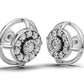 14K Gold Earrings Circle with 22 Diamonds, "STT: Prong and Bezel", Push Back, Filigree