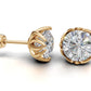 14K Gold Earrings Solitaire with 2 Diamonds, "STT: Prong", Push Back