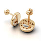 14k Gold Earrings Circle with 10 Diamonds, "STT: Prong", Push Back, Cut Chanel