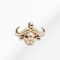 14K Gold Bull Pendant with Natural Ruby and Diamonds