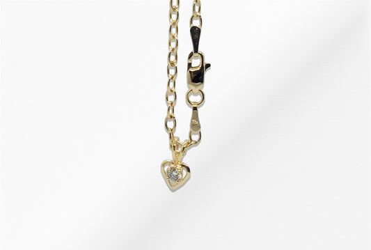 14K Gold Diamond Heart Shaped Link Bracelet