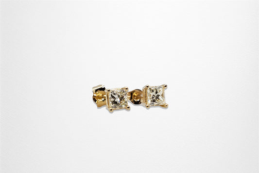 14K Diamond 0.70ct. t.w. Princess Cut Gold Stud Earrings