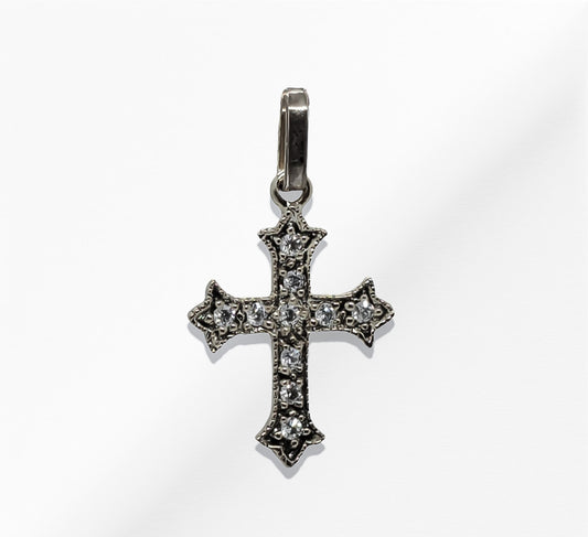 14K White Gold Diamond Cross Pendant