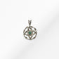 14K Gold Emerald Stone Oval Cross with Slim Twist Pendant