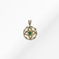 14K Gold Emerald Stone Oval Cross with Slim Twist Pendant