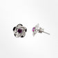 14K Ruby Stone Floral Earrings