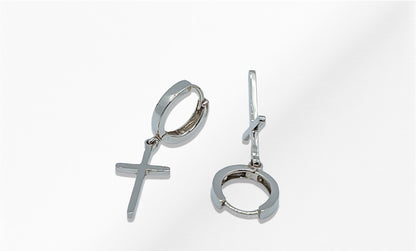 14K Dangling Cross Earrings