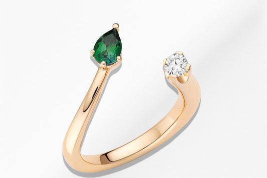 14K Emerald & Diamond Combo Gold Ring