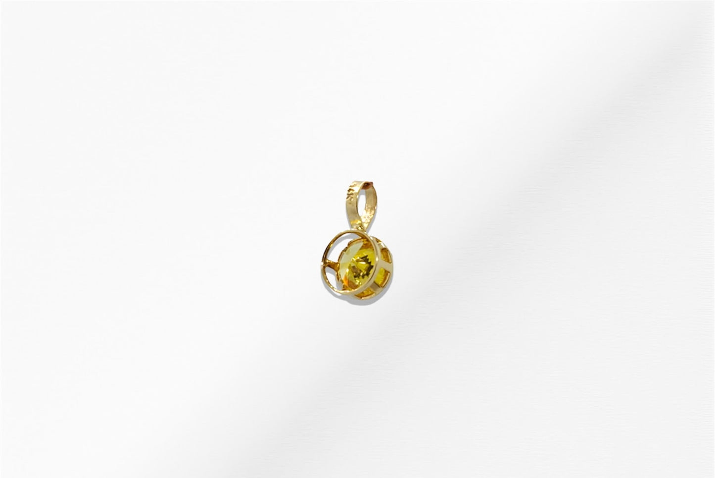 14K Yellow Topaz Round Pendant