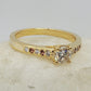 14k Yellow Gold Engagement ring, with 6 Diamonds and 4 Tourmalines